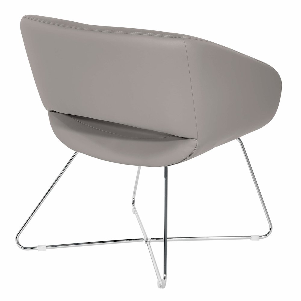 Lounge Chair in Grey Faux Leather with Chrome Base, LRL-R103. Picture 4