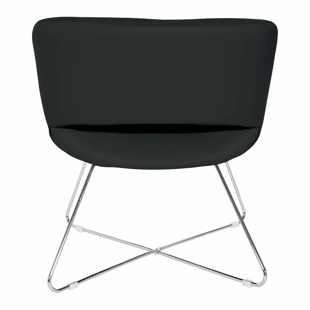 Lounge Chair in Black Faux Leather with Chrome Base, LRL-R107. Picture 3