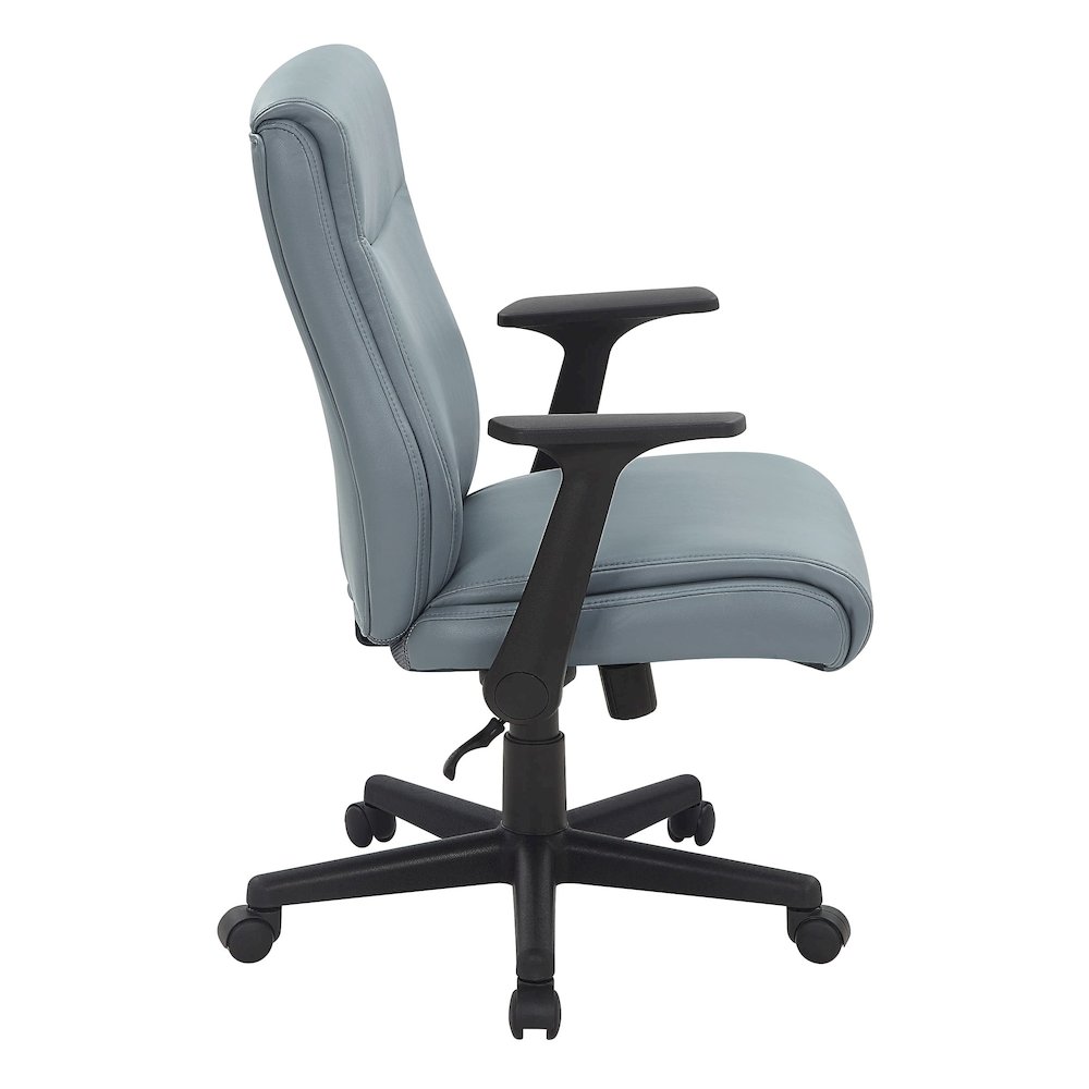 Mid-Back Managers Chair with Flip Up Arms in Charcoal Grey Faux Leather. Picture 2
