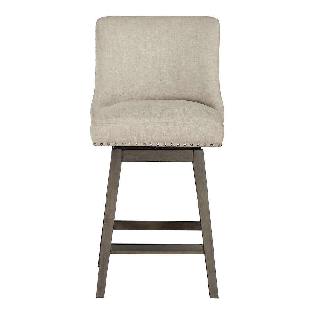 Granville 26" Swivel Counter Stool with Grey Legs in Wheat Fabric. Picture 5