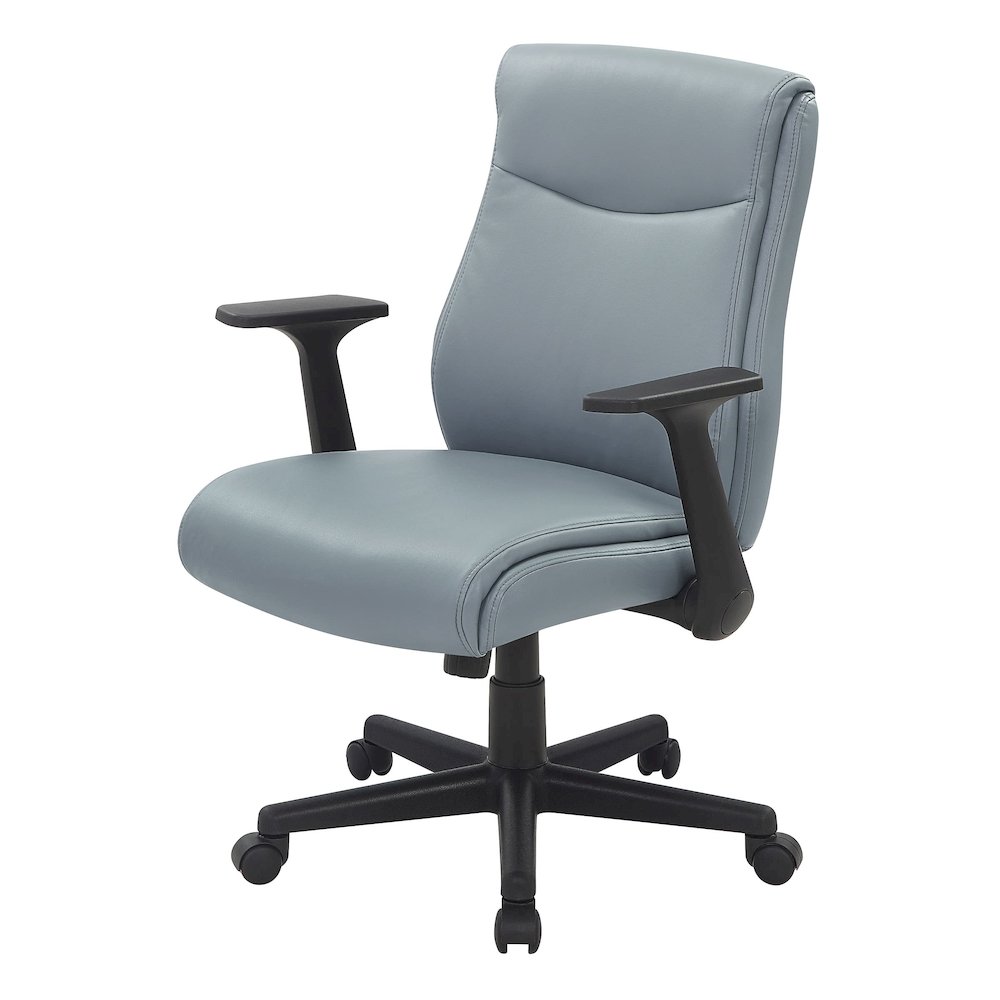 Mid-Back Managers Chair with Flip Up Arms in Charcoal Grey Faux Leather. Picture 6