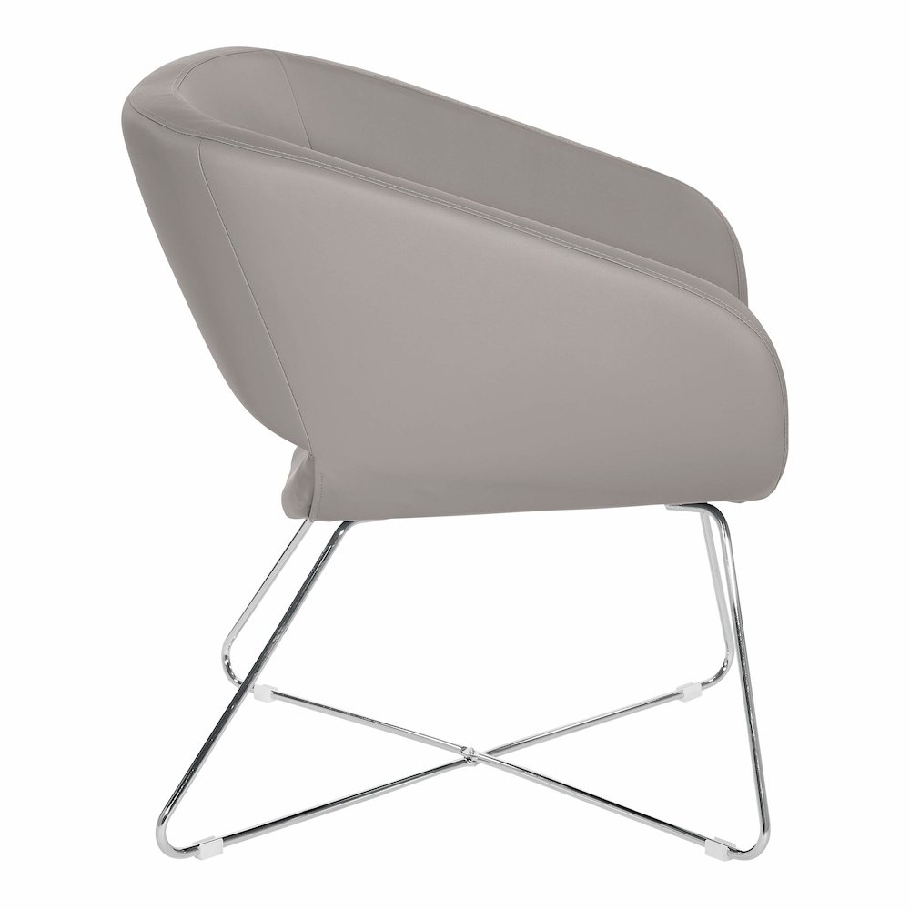 Lounge Chair in Grey Faux Leather with Chrome Base, LRL-R103. Picture 2
