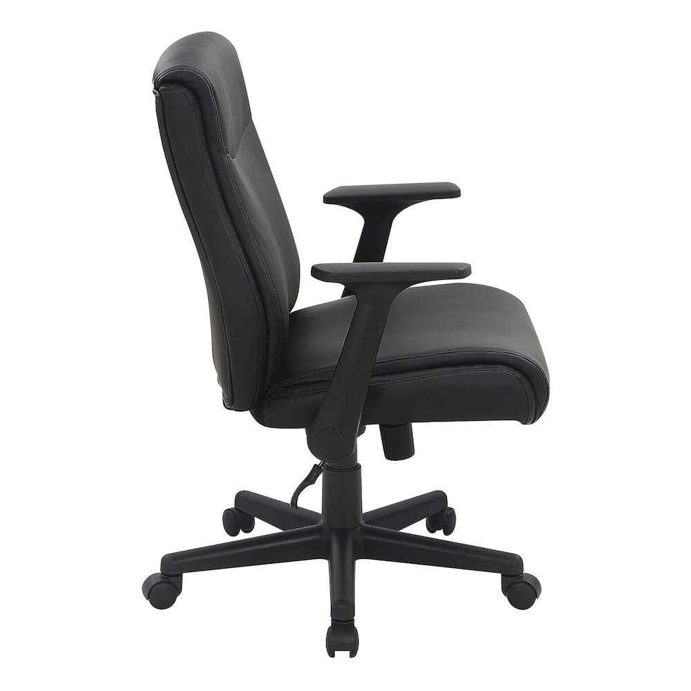 Mid-Back Managers Chair with Flip Up Arms in Black Faux Leather. Picture 2
