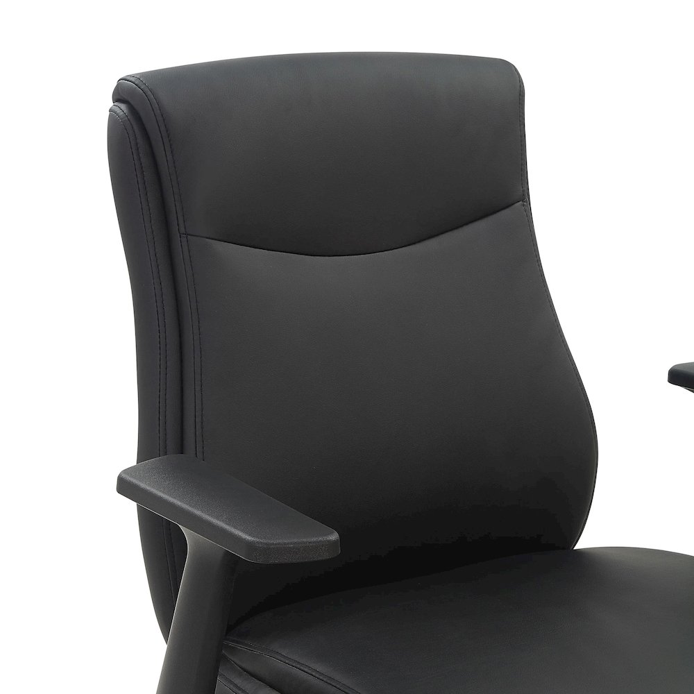 Mid-Back Managers Chair with Flip Up Arms in Black Faux Leather. Picture 7