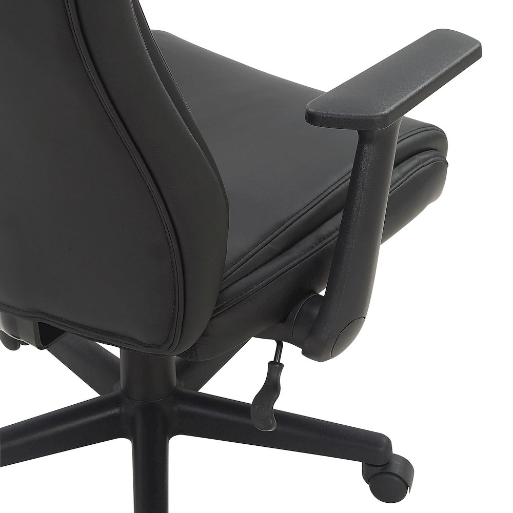 Mid-Back Managers Chair with Flip Up Arms in Black Faux Leather. Picture 9