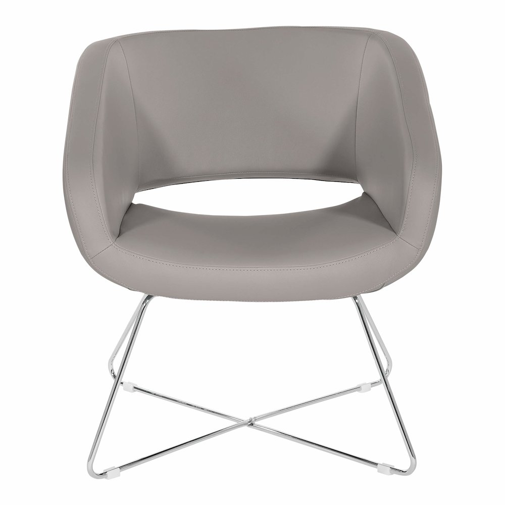 Lounge Chair in Grey Faux Leather with Chrome Base, LRL-R103. Picture 5