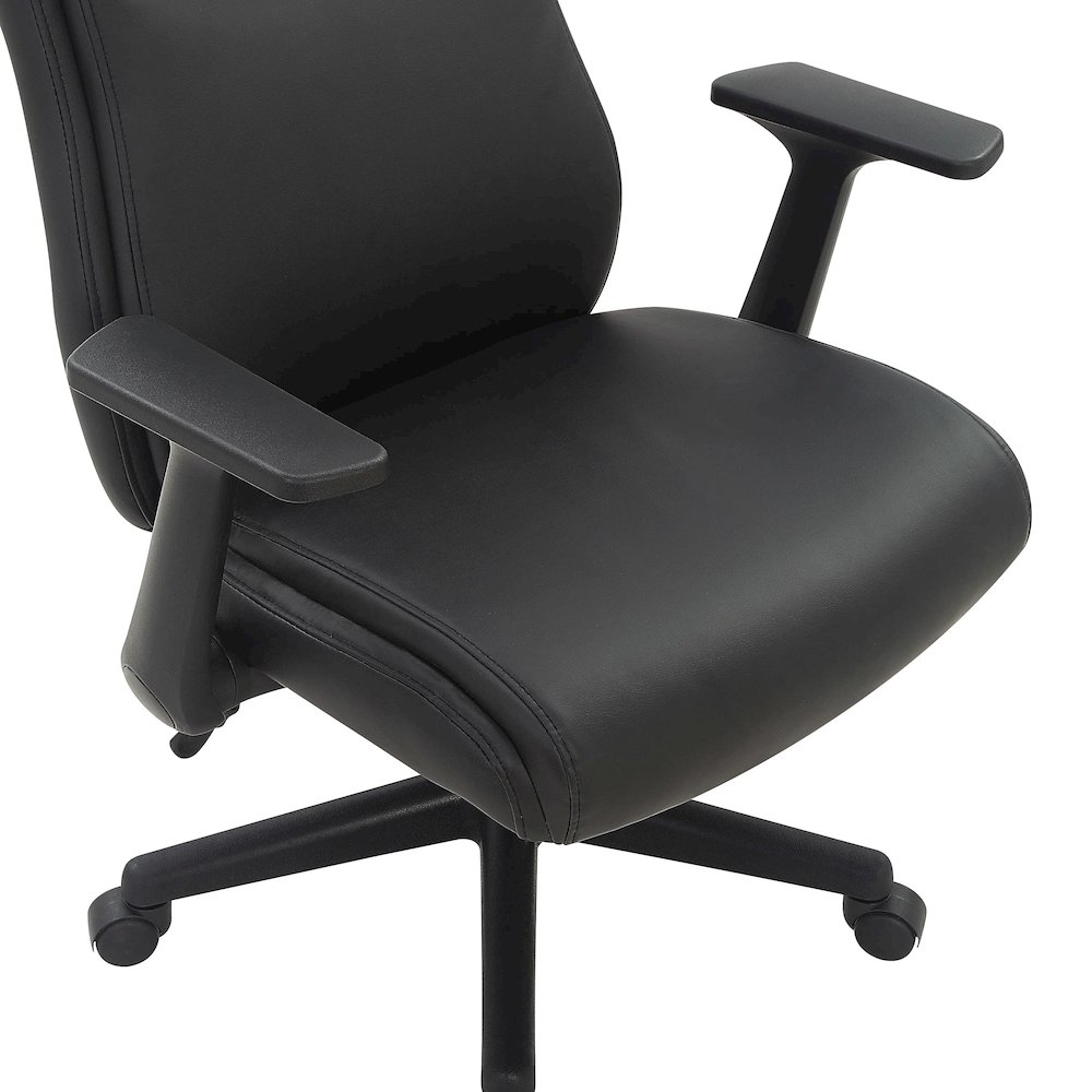 Mid-Back Managers Chair with Flip Up Arms in Black Faux Leather. Picture 8