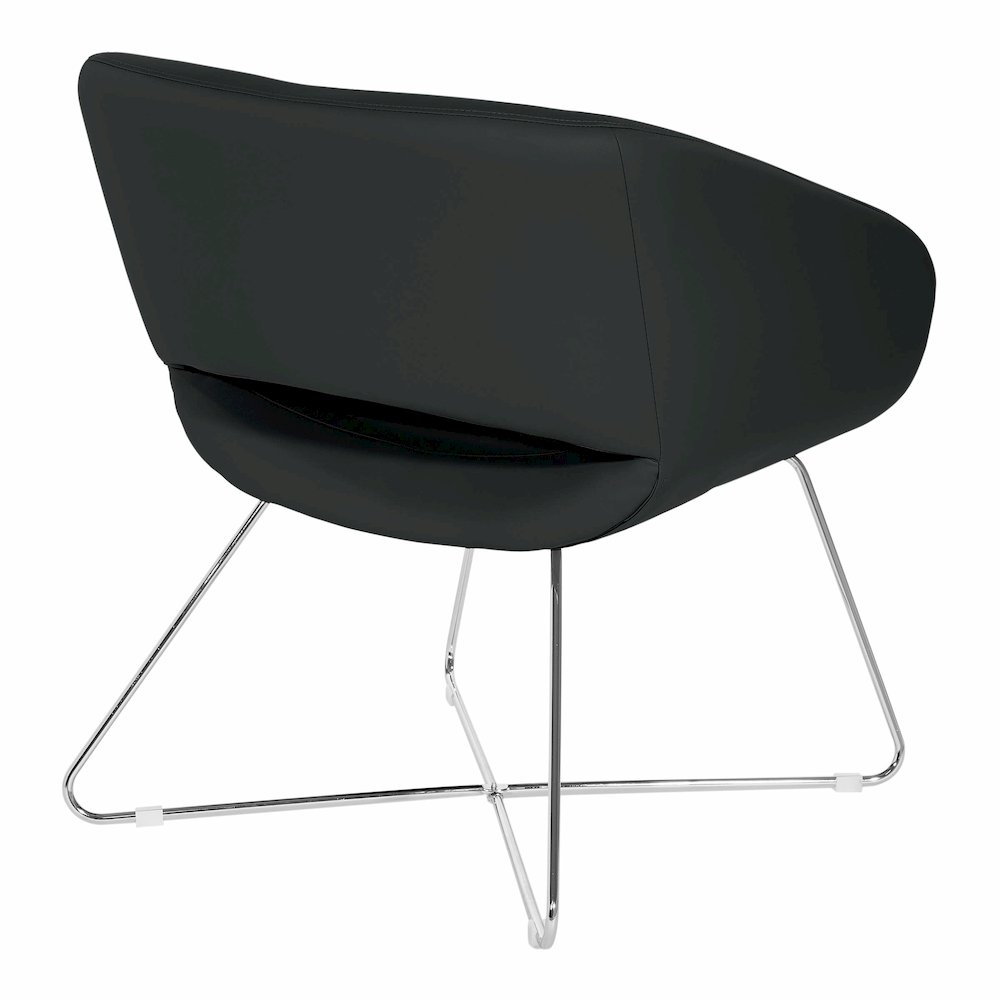 Lounge Chair in Black Faux Leather with Chrome Base, LRL-R107. Picture 4