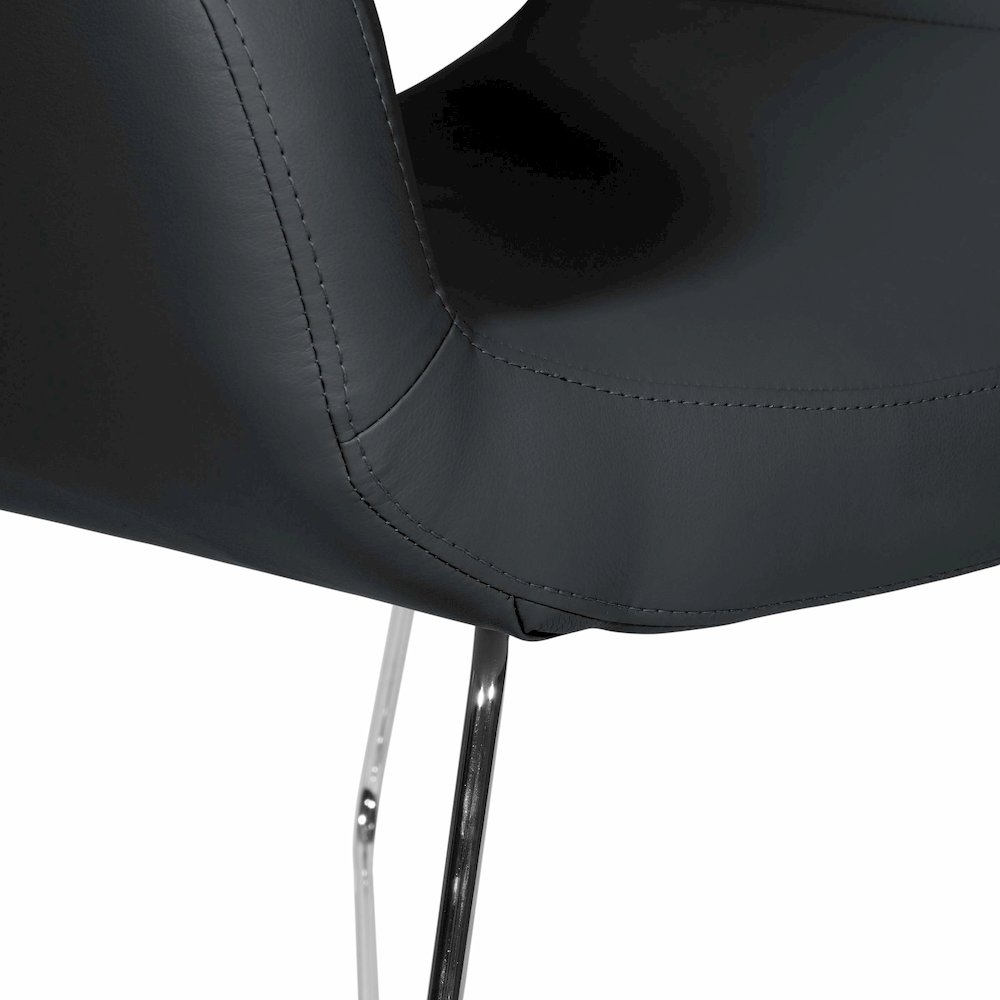 Lounge Chair in Black Faux Leather with Chrome Base, LRL-R107. Picture 6