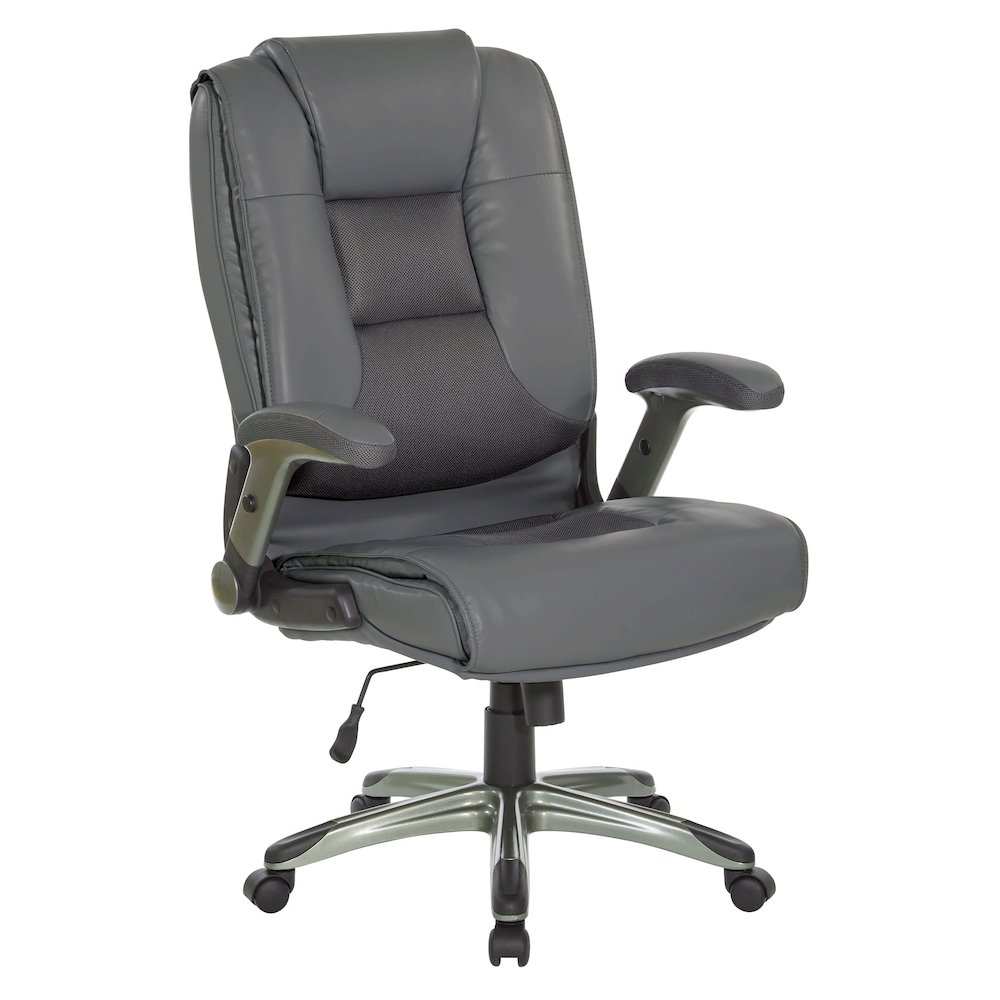 Exec Bonded Lthr Office Chair, Charcoal Grey / Titanium. Picture 1