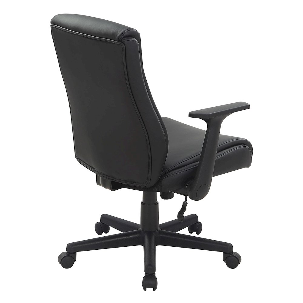 Mid-Back Managers Chair with Flip Up Arms in Black Faux Leather. Picture 3