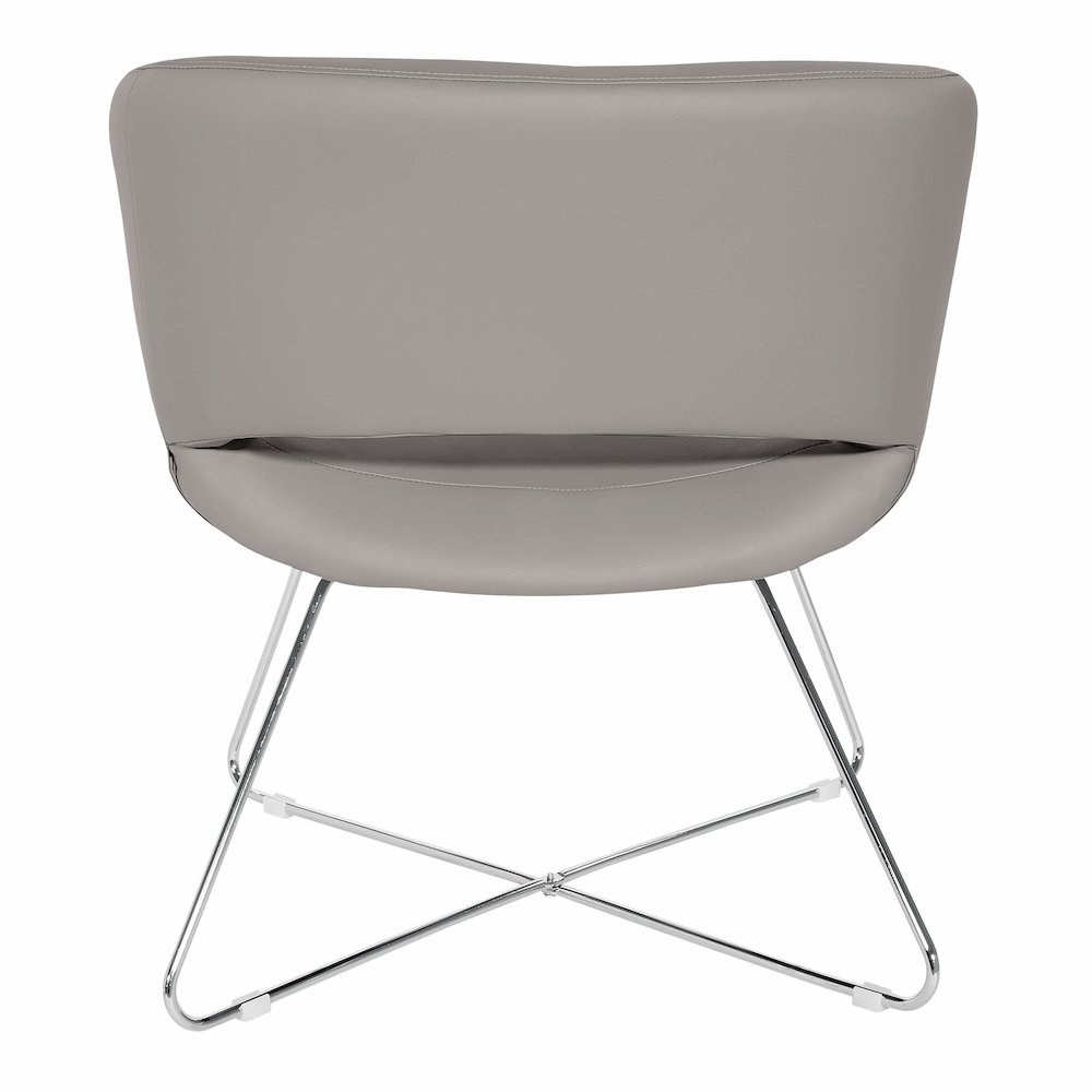 Lounge Chair in Grey Faux Leather with Chrome Base, LRL-R103. Picture 3