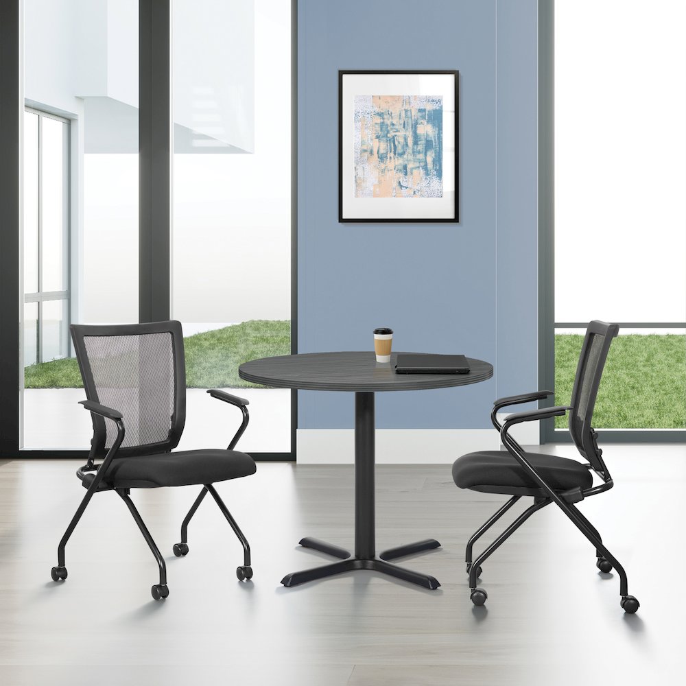 PU Padded Back Soft-Flex Frame with Breathable Progrid Mesh Back Folding Chair. Picture 8