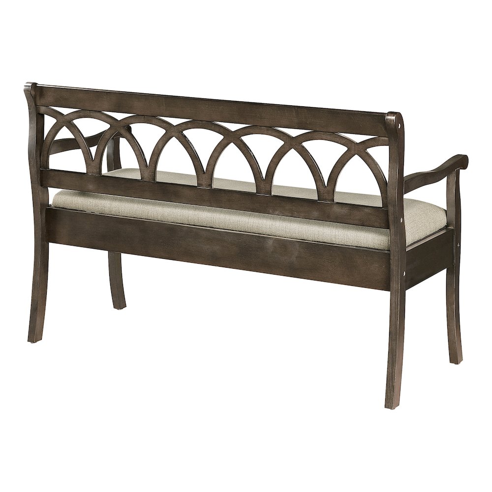 Coventry Storage Bench in Dark Walnut Finish Frame and Beige Seat Cushion K/D. Picture 5