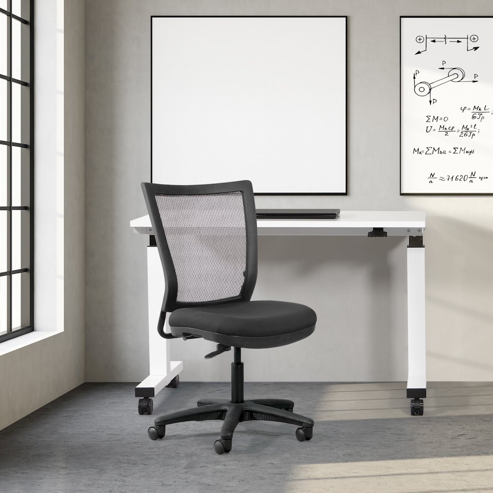 Worksmart Height Adjustable Armless Task Chair with Breathable Mesh Back. Picture 7