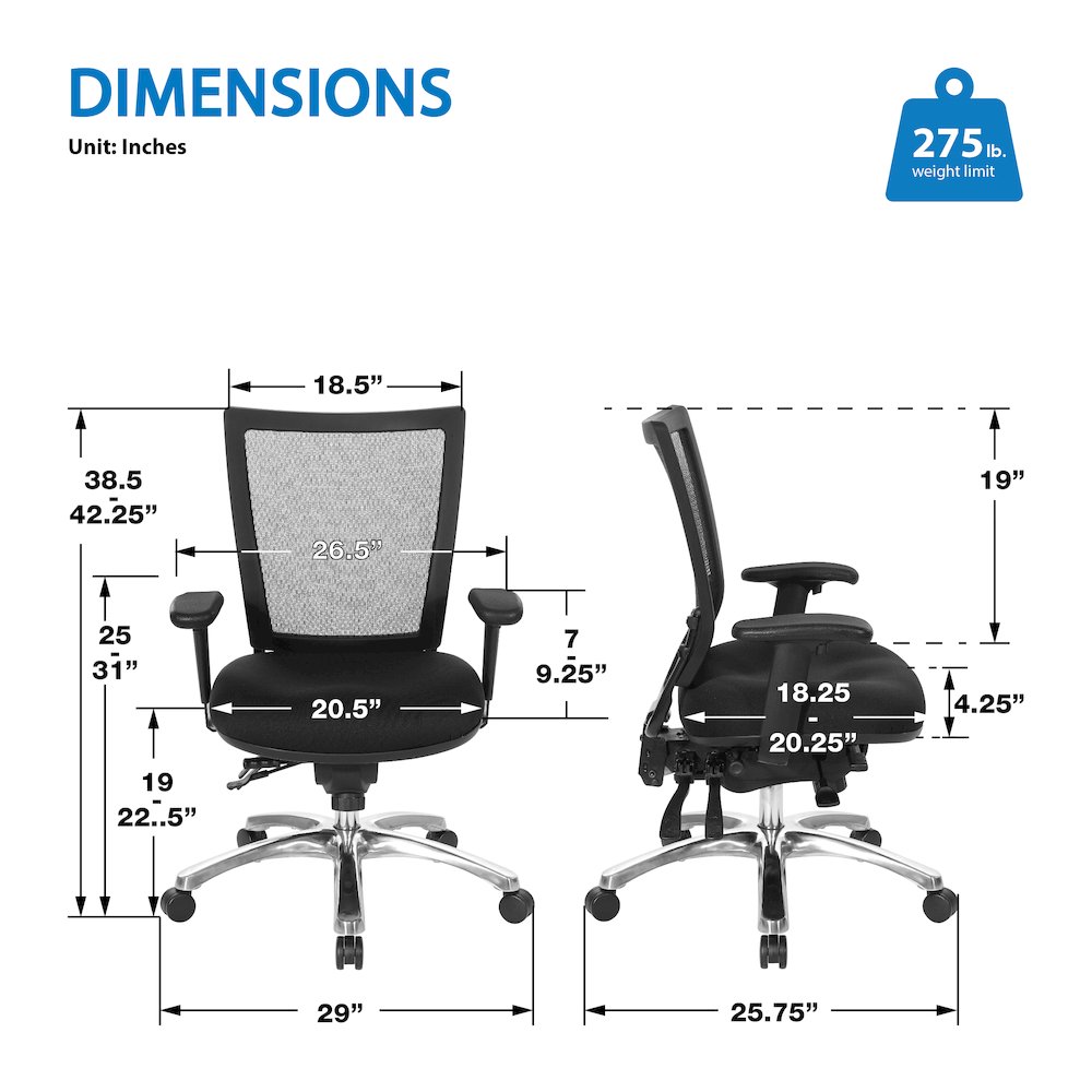 Task Chair Mesh Back in Coal Freeflex Fabric Seat Multi Function Mechanism. Picture 2