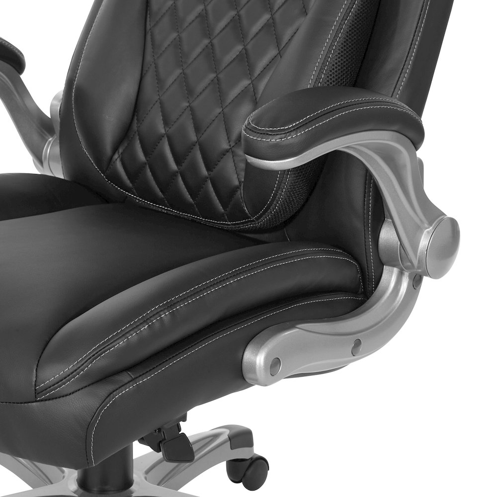 Executive Chair in Black Bonded Leather with Flip Arms. Picture 11