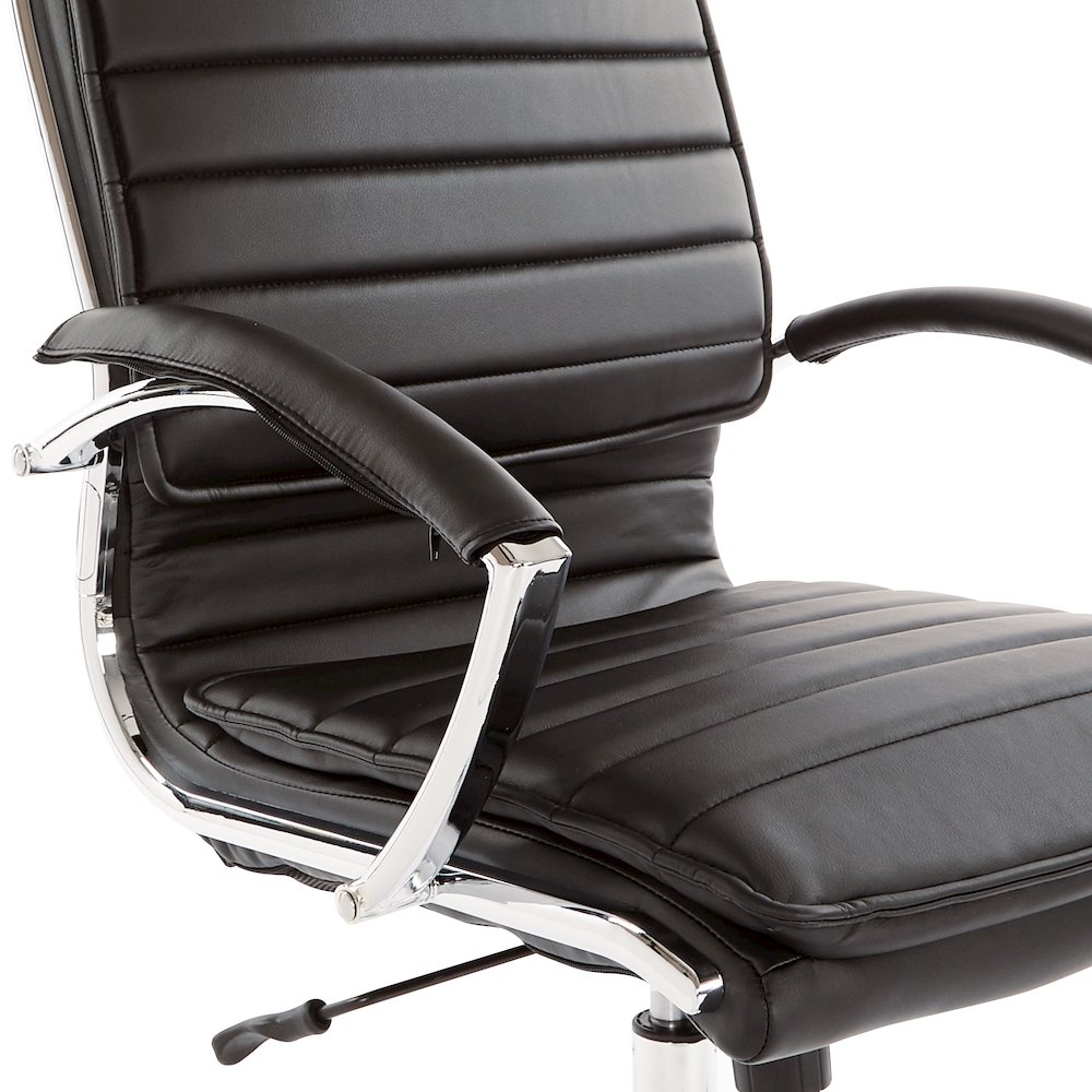 High Back Manager's Faux Leather Chair with Chrome Base, Removable Arm Sleeves. Picture 9
