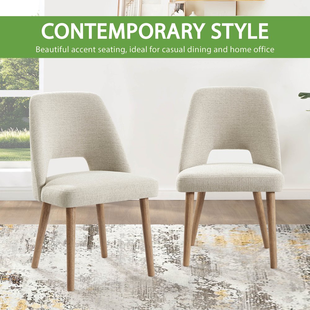 Ralston Dining Chair in Linen Fabric with Medium Oak Legs 2-Pack. Picture 9