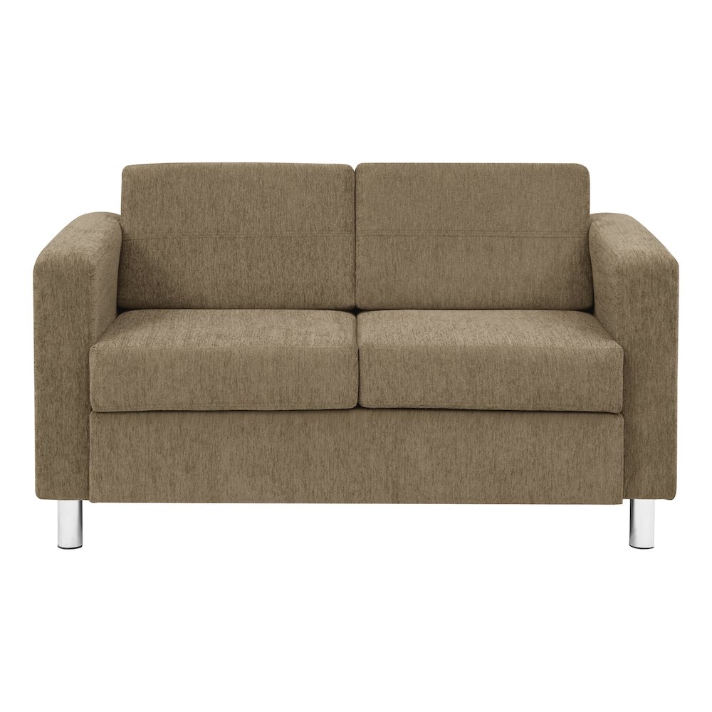 Pacific Loveseat in Taupe Fabric with Chrome Legs. Picture 4