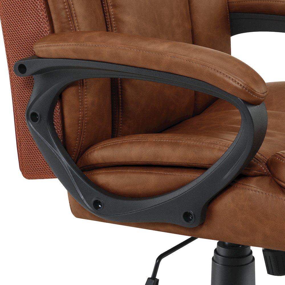 High-Back in Saddle Faux Leather Executive Chair with Padded Arms. Picture 9