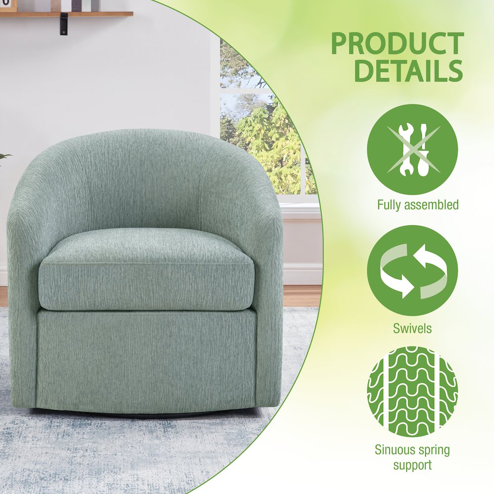 Bella Swivel Chair in Mist Fabric. Picture 9