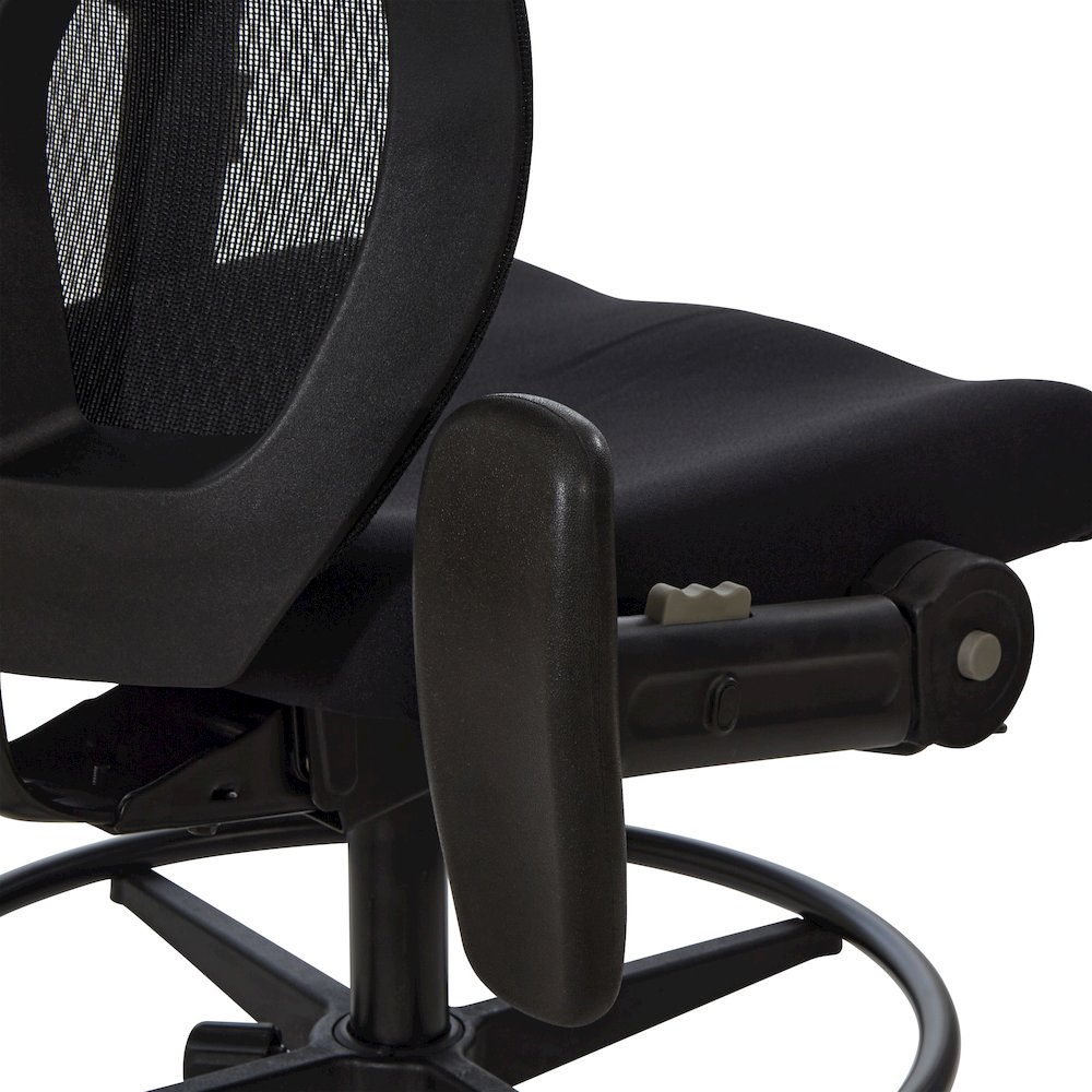 ProGrid Mesh Back Drafting Chair in  FreFlex Coal Fabric with Padded Seat. Picture 9