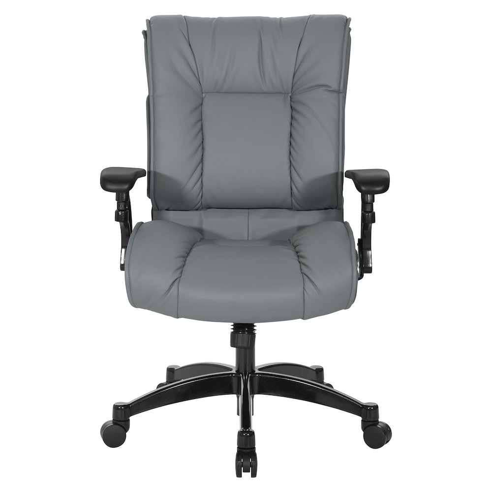 Charcoal Grey Leather Conference Chair with Cantilever Arms, Steel Base. Picture 3