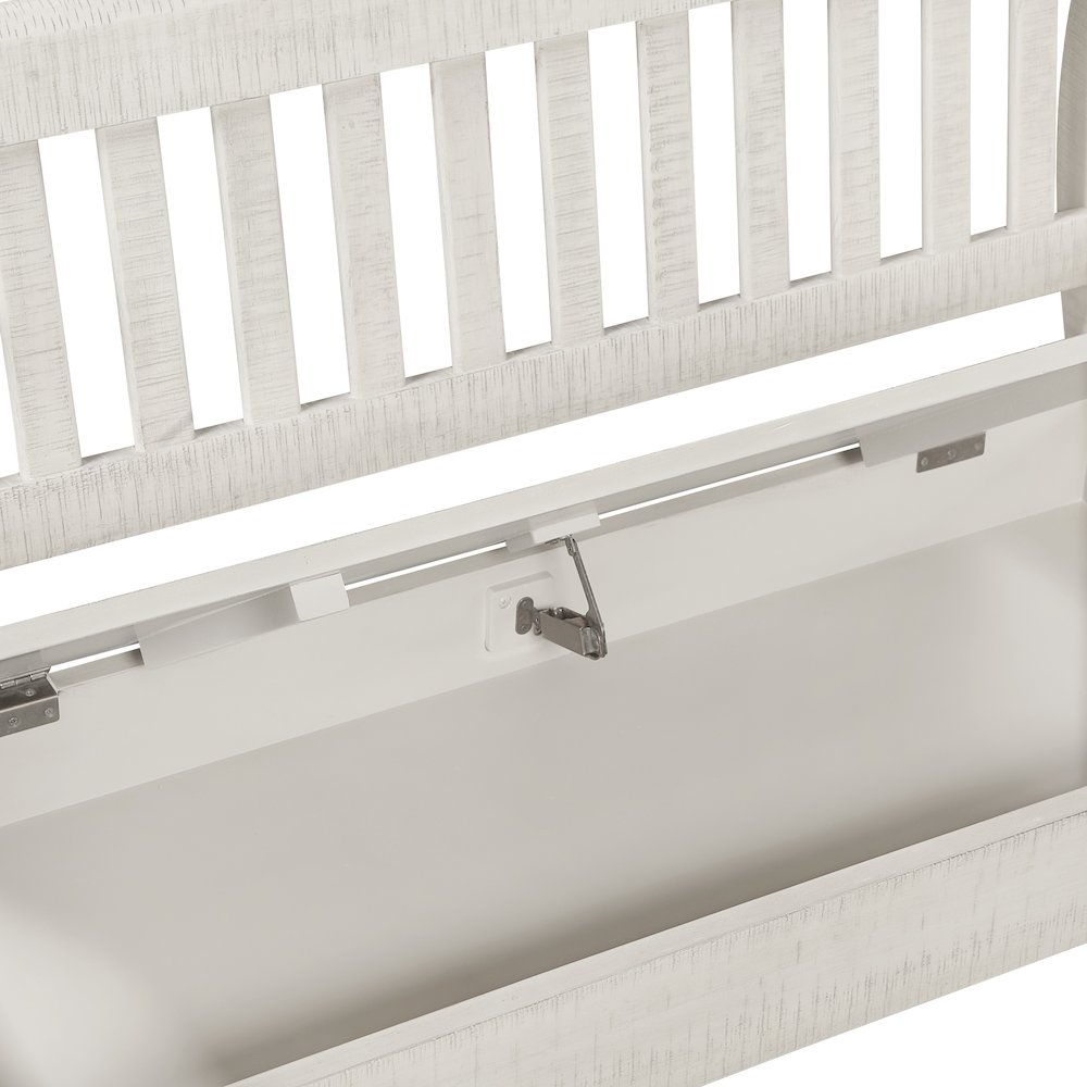 Wakefield Entryway Storage Bench in Destressed White Finish. Picture 7