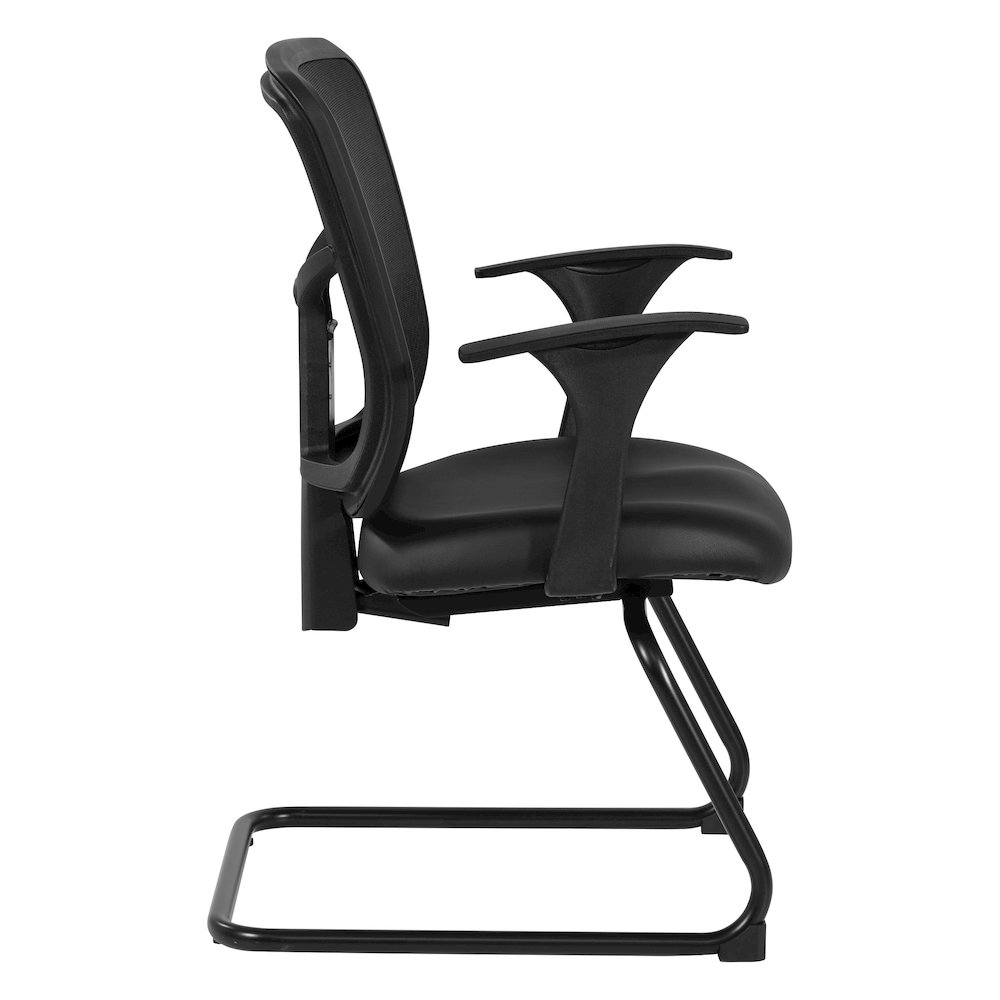 ProGrid Mesh Back Visitor’s Chair in Dillon Black Fabric with Arms. Picture 4