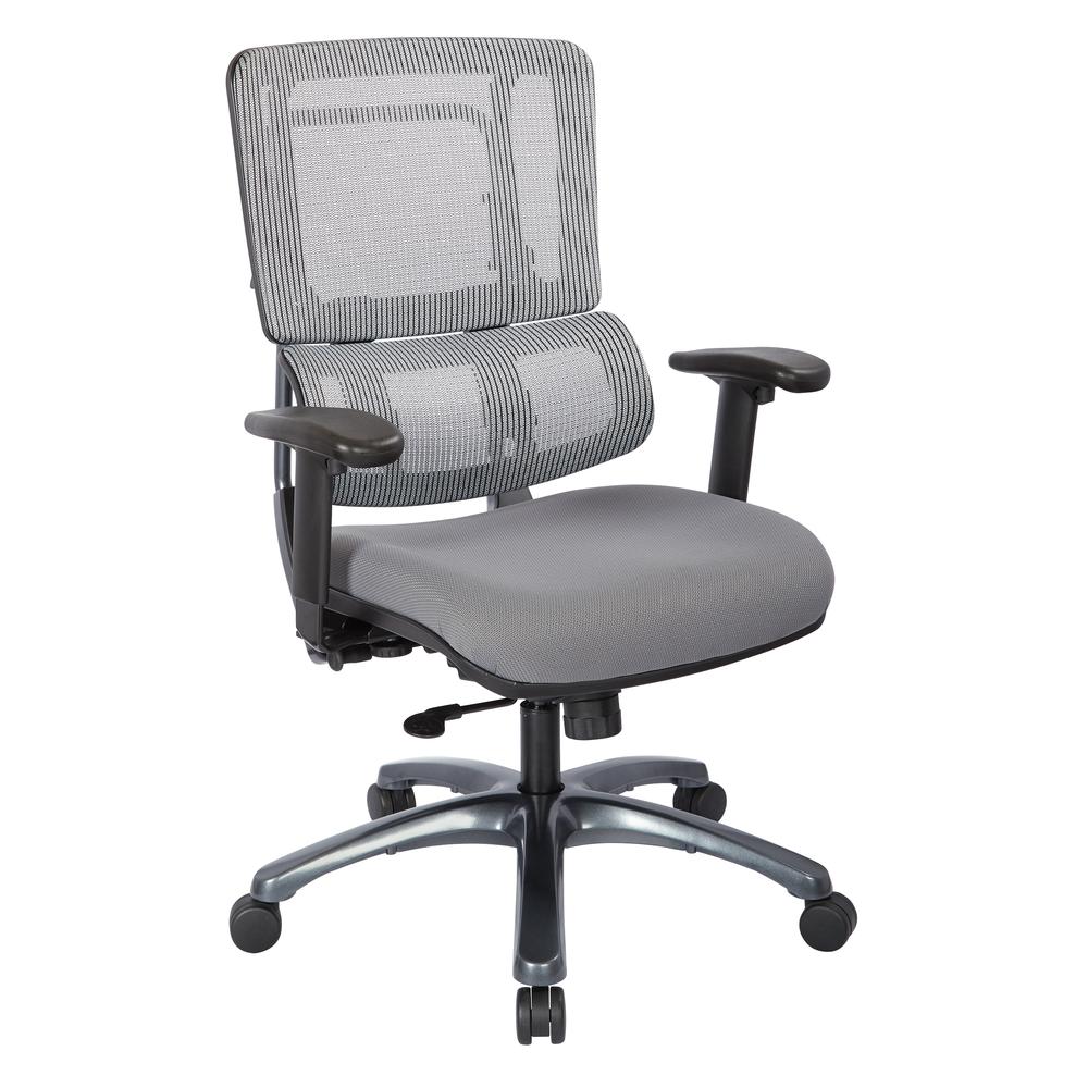 Vertical Grey Mesh Back Chair with Titanium Base. Picture 1
