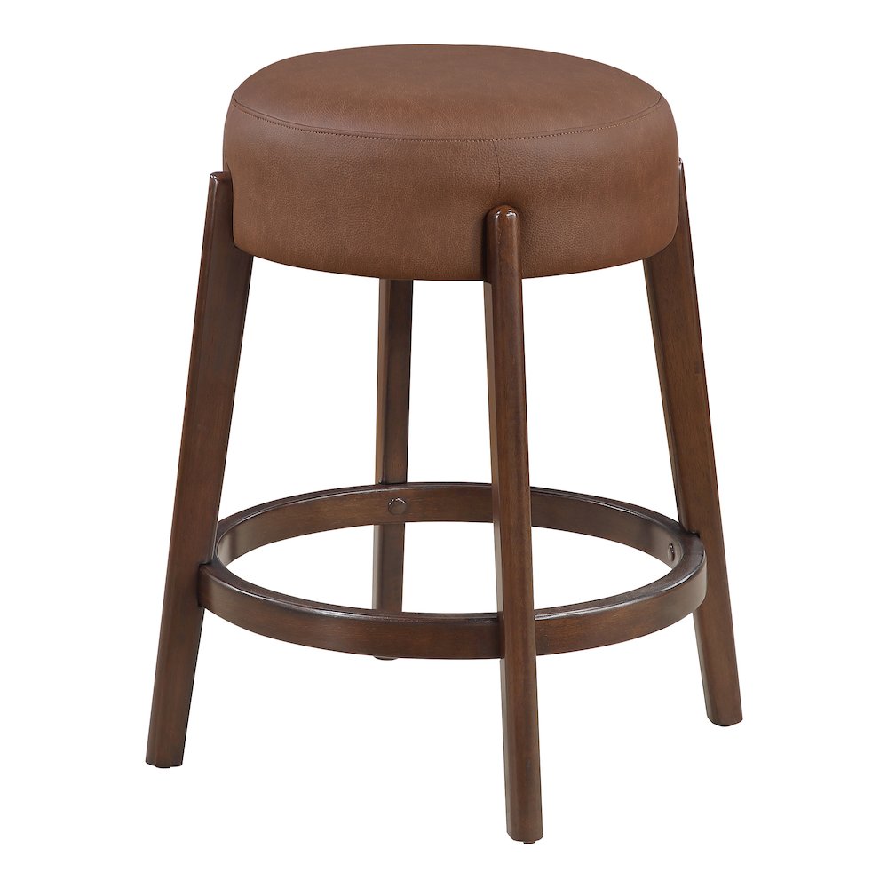 Wesley 26" Counter Stool in Saddle Brown Faux Leather. Picture 5
