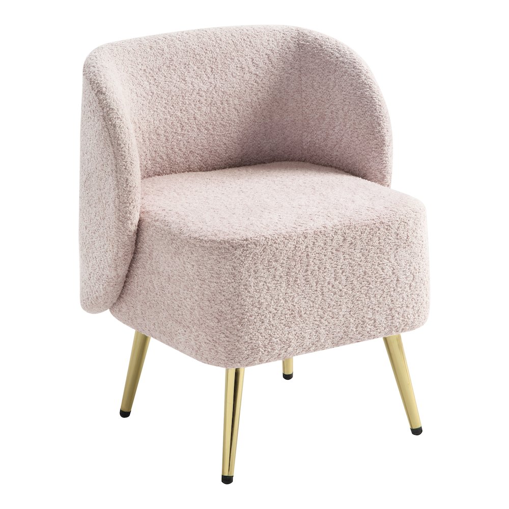 Abrina Vanity Chair in Dusty Rose Fabric with Gold Legs. Picture 1