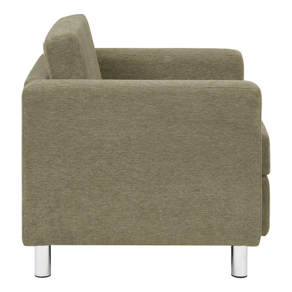 Pacific Armchair in Sea Green Fabric with Chrome Legs. Picture 5