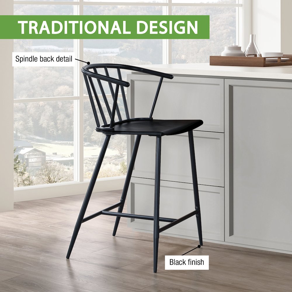 Lincoln All Metal Counter Stool in Black Finish. Picture 10