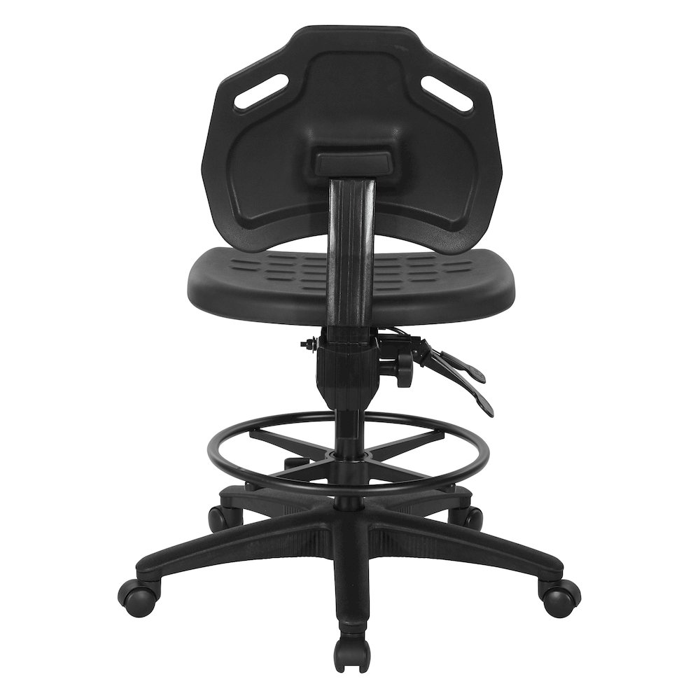 Black Self Skinned Urethane Intermediate Drafting Chair With Adjustable Black. Picture 6