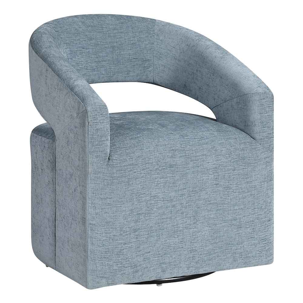 Devin Swivel Chair in Sky Blue Fabric. Picture 1
