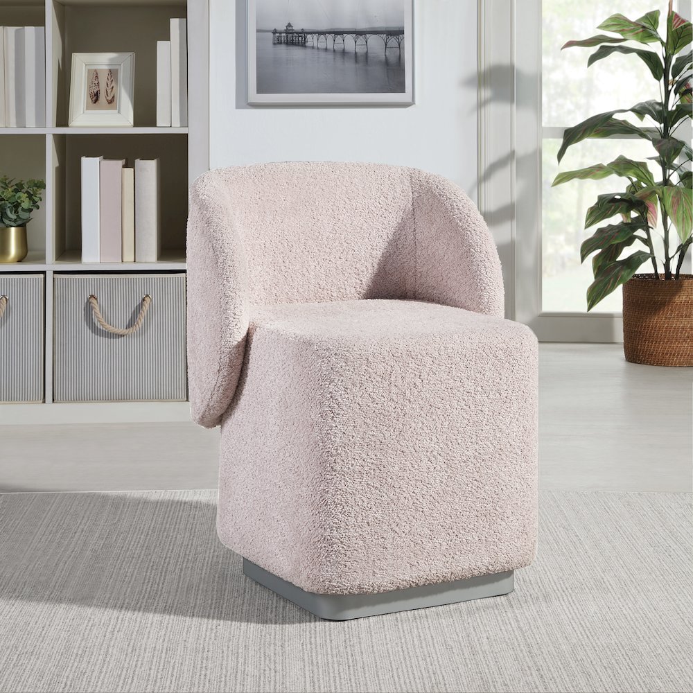 Cady Vanity Chair in Dusty Rose Fabric Fully Assembled. Picture 6