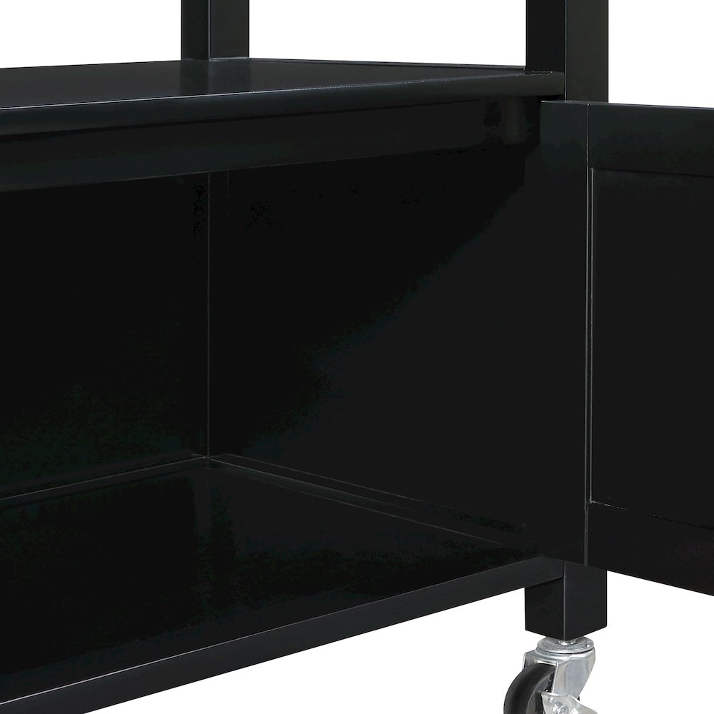 Fairfax Kitchen Cart with Granite Top and Black Base. Picture 11