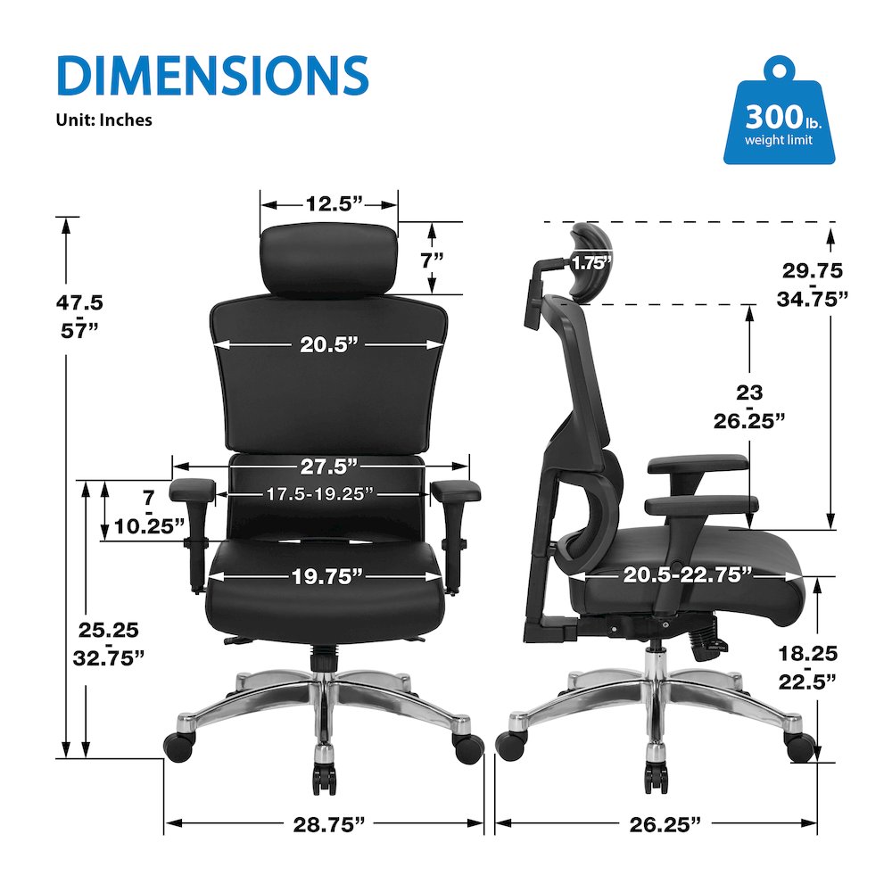 Manager’s Chair with Dillon Black Fabric Seat and Back and adjustable Headrest. Picture 3