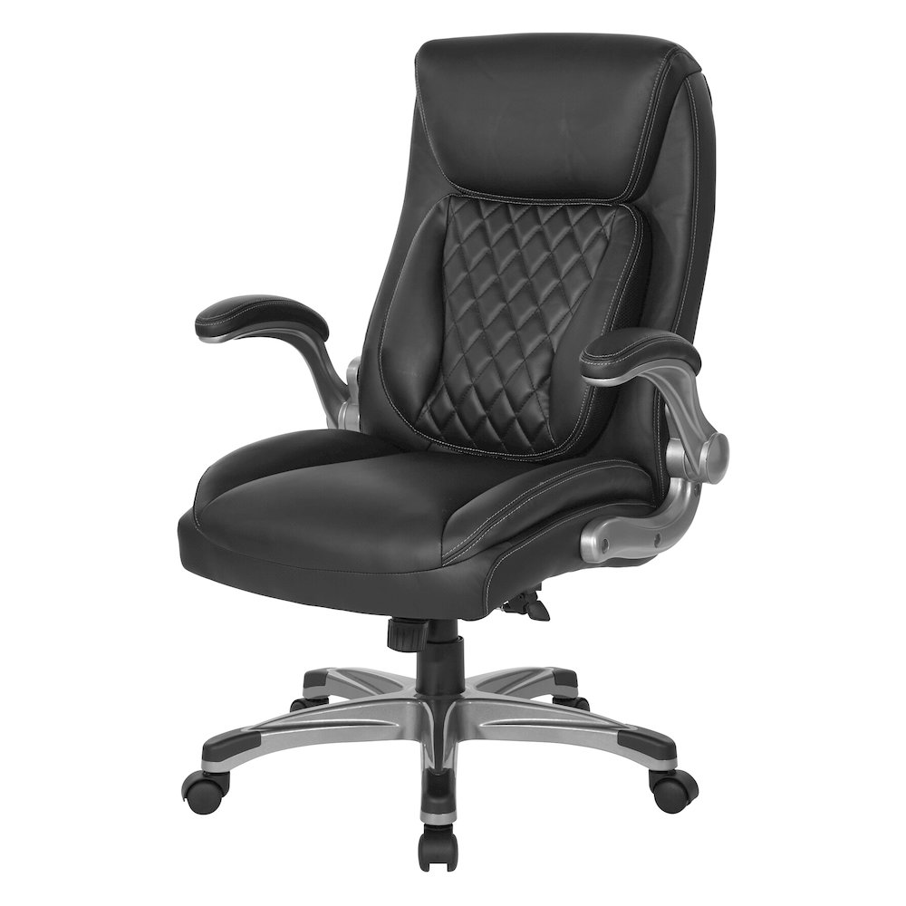 Executive Chair in Black Bonded Leather with Flip Arms. Picture 2