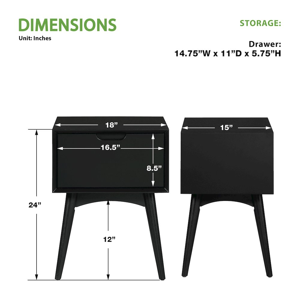 Copenhagen Accent Table with Drawer in Black Finish. Picture 3
