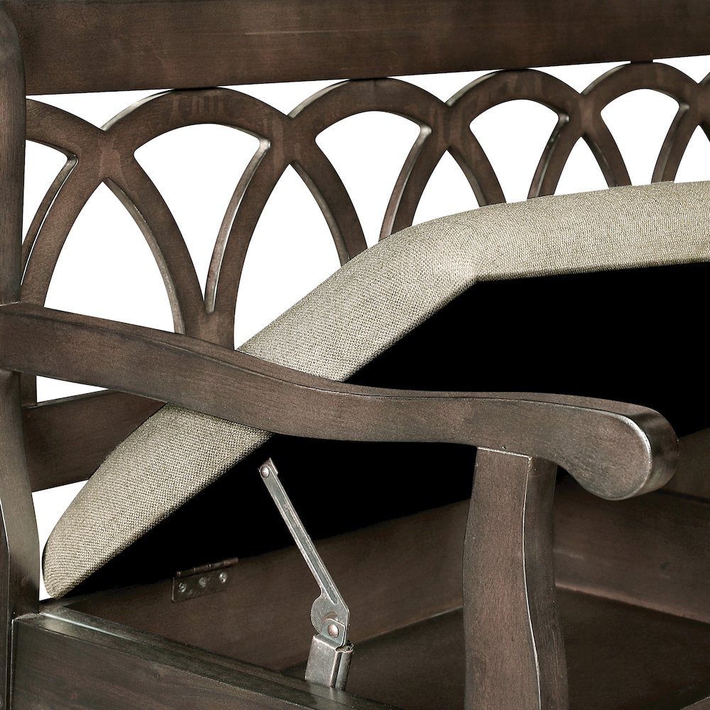 Coventry Storage Bench in Dark Walnut Finish Frame and Beige Seat Cushion K/D. Picture 9