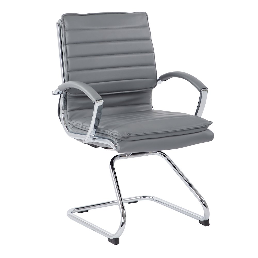 Guest Faux Leather Chair with Chrome Base and Includes Removable Arm Sleeves. Picture 3