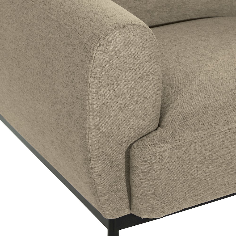 Delta Armchair in Taupe Fabric with Black Metal Legs. Picture 10