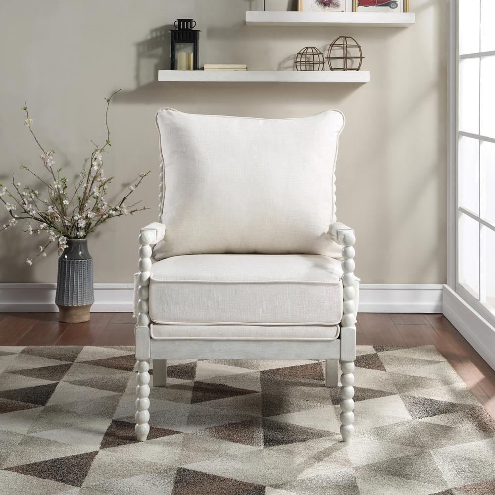 Kaylee Spindle Chair in Linen Fabric with White Frame, KLE-L32. Picture 5