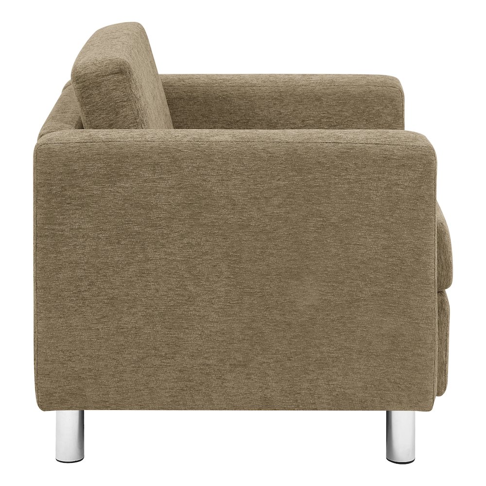 Pacific Armchair in Taupe Fabric with Chrome Legs. Picture 5