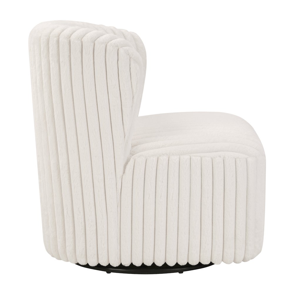 Lucia Swivel Chair in White Cord Fur Fabric. Picture 3