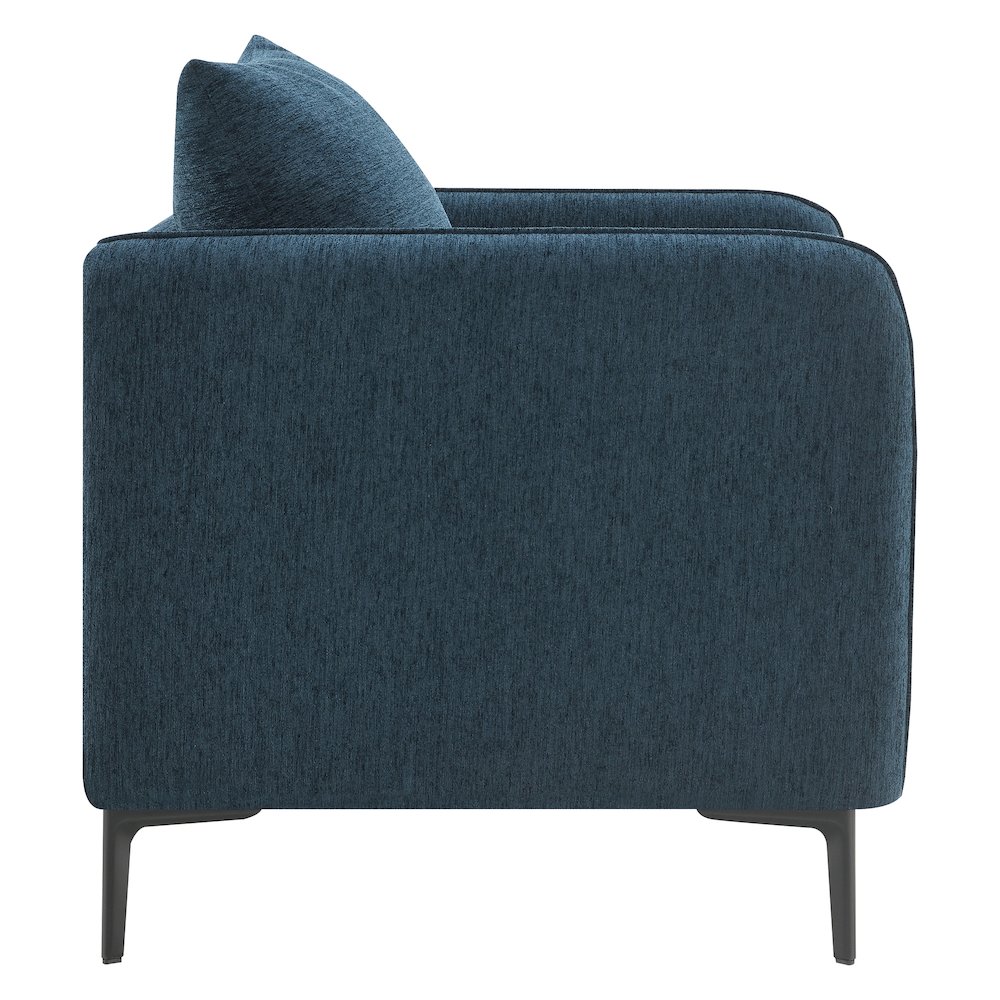 Newhaven Accent Chair in Navy Green Fabric with Black Metal Legs. Picture 5