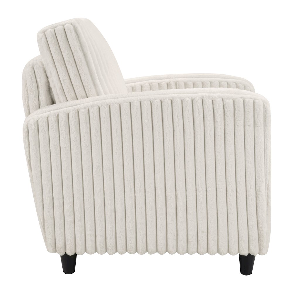 Venus Club Chair in White Cord Fabric and Dark Espresso Finish Legs. Picture 4